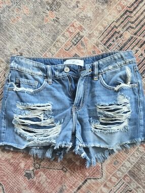 KanCan Light Blue Distressed Denim Shorts